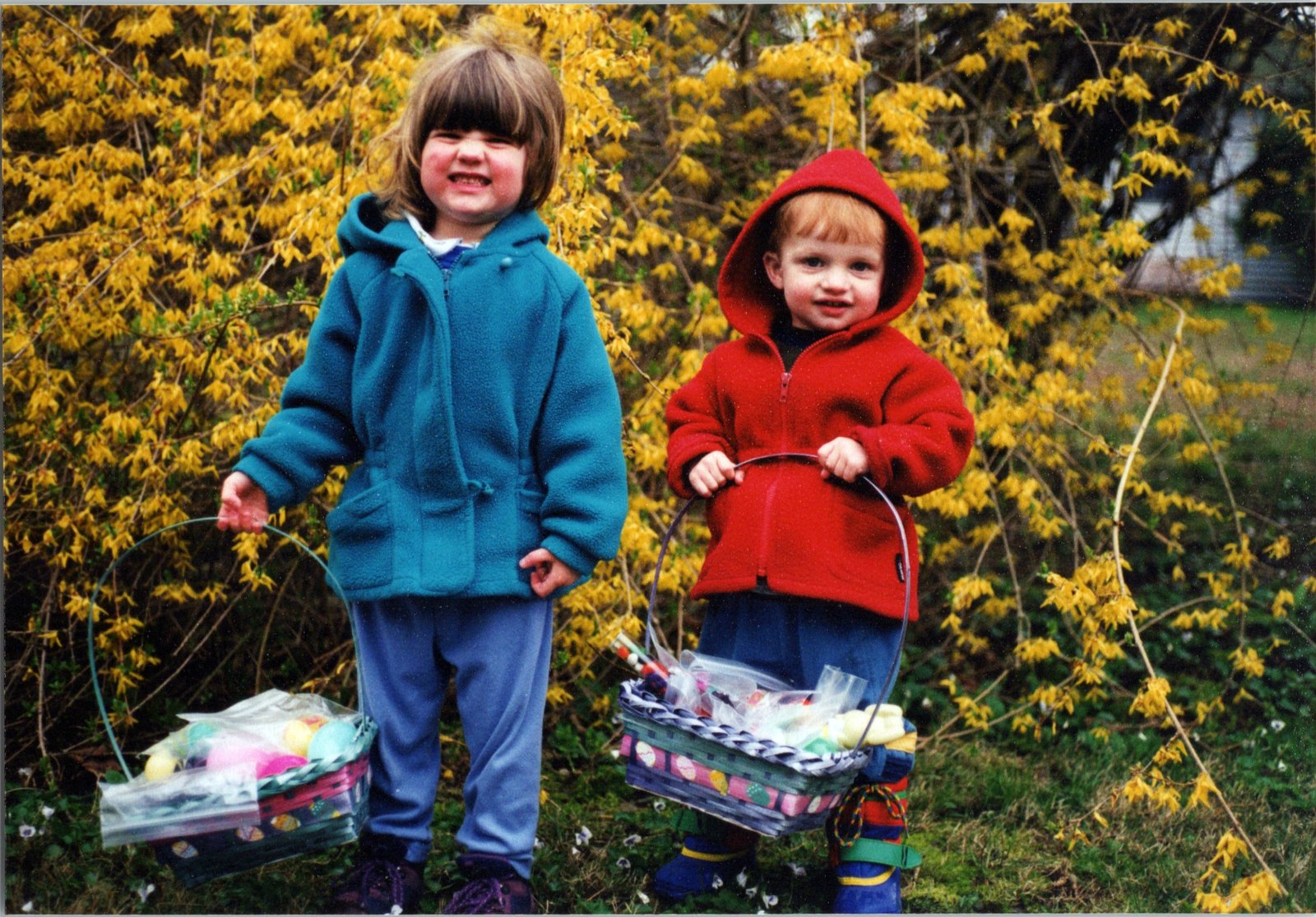 Two kids with Easter baskets